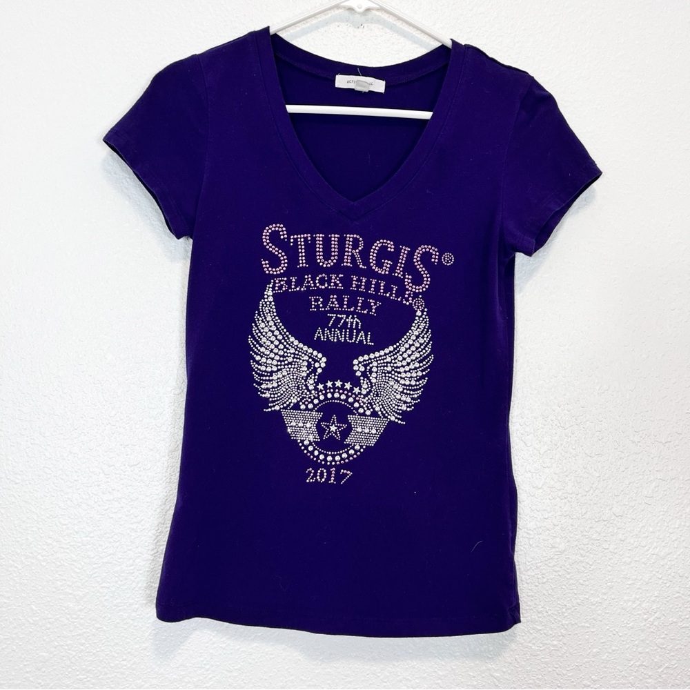 Purple Sturgis Black Hills Rally T-Shirt Silver Rhinestone